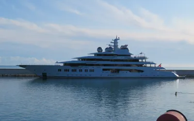 Amadea (106m, Lürssen) moored in Port Vauban, Antibes