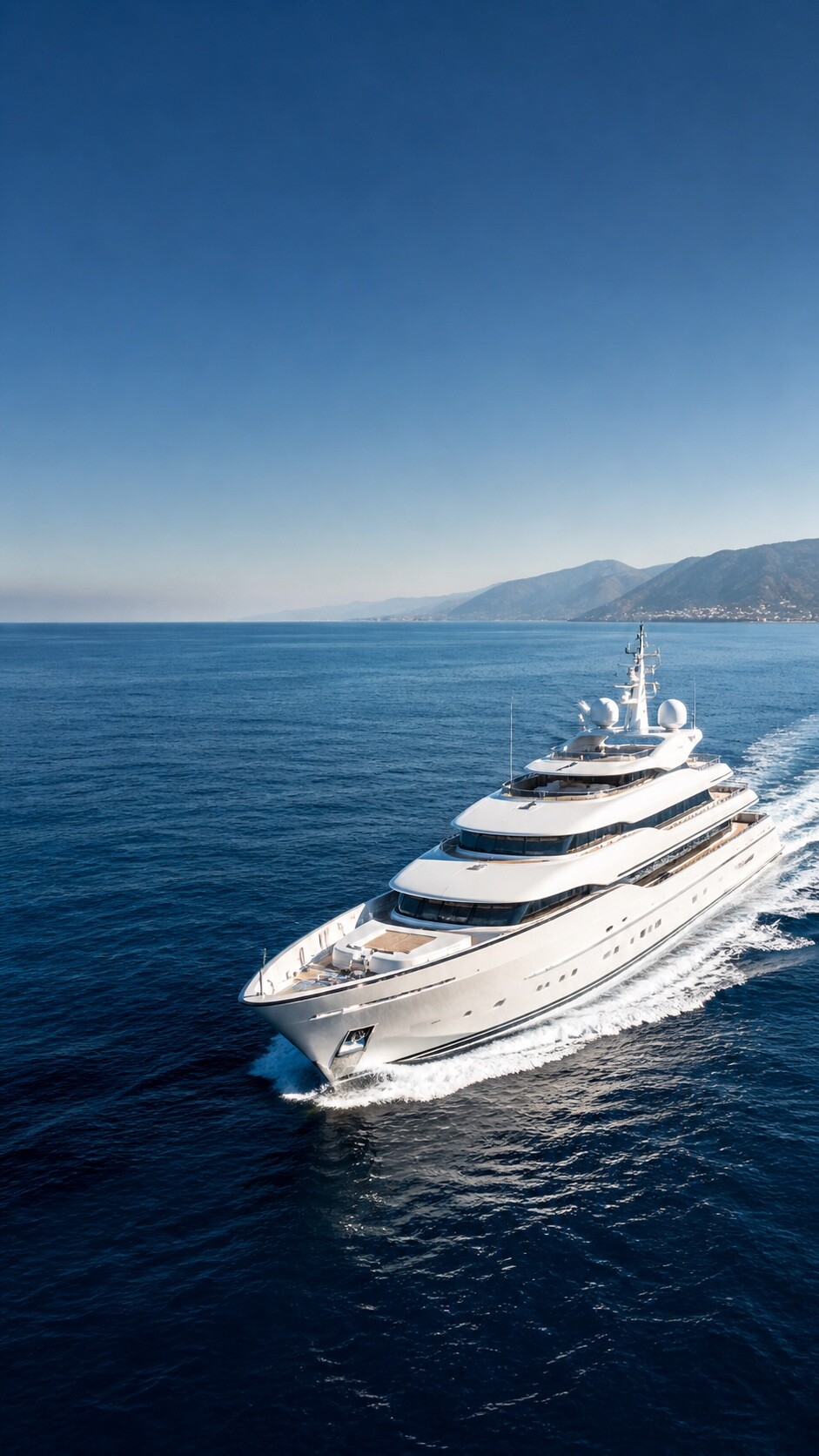 Open-ocean motor superyacht underway